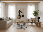 Chocolate Brown and White Cowhide Rug with Salt and Pepper Print