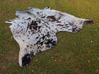 Chocolate Brown and White Cowhide Rug with Salt and Pepper Print