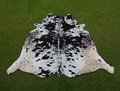 Black and White Luxury Cowhide Rug in Speckled Print