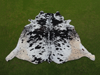 Black and White Luxury Cowhide Rug in Speckled Print