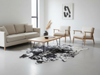 Black and White Luxury Cowhide Rug in Speckled Print