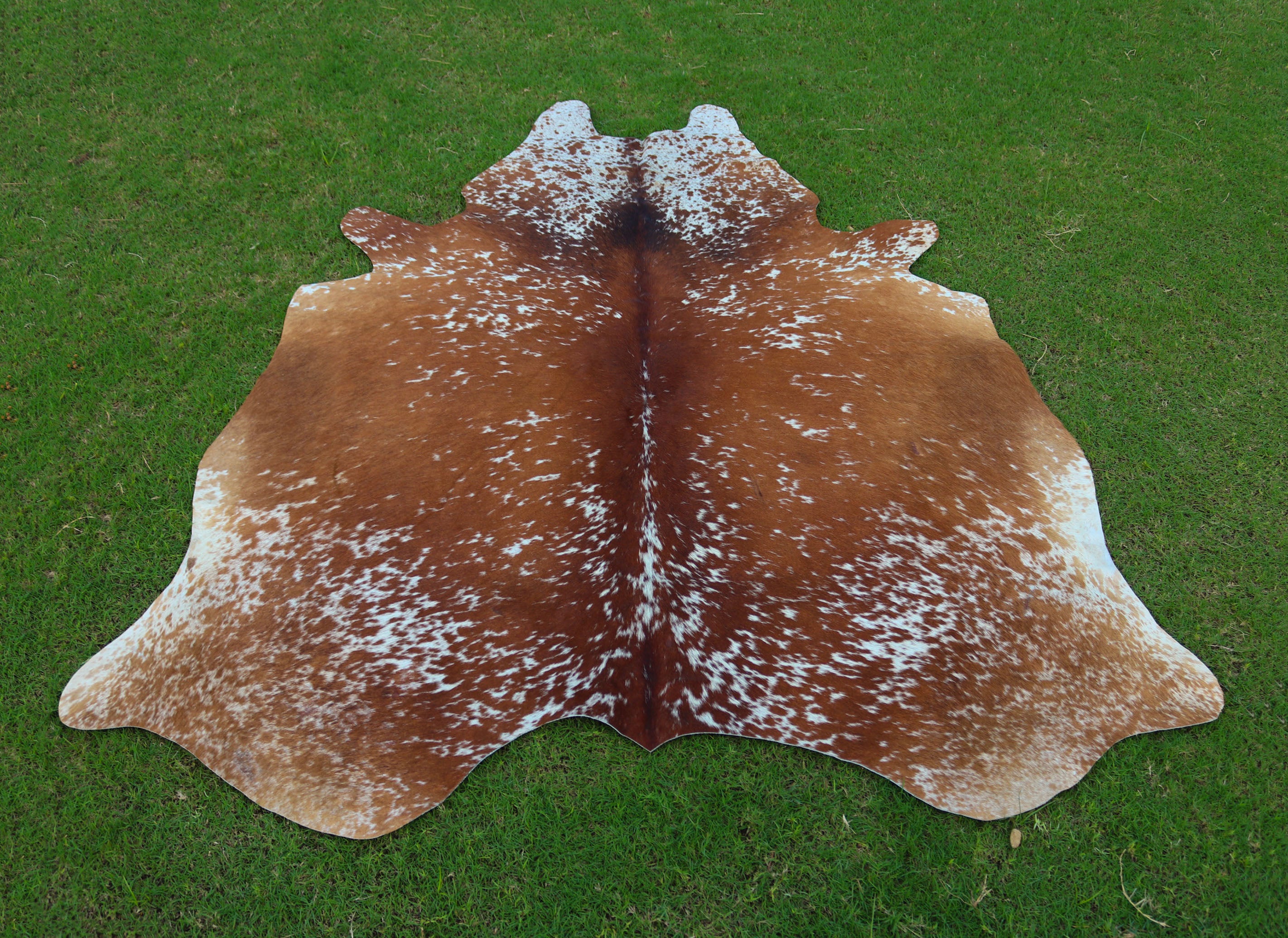 Brown and White Luxury Cowhide Rug with Unique Print