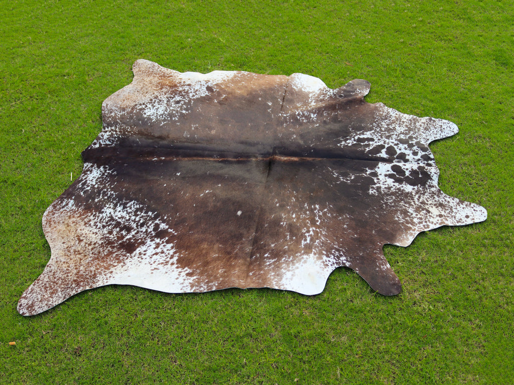 Tricolor Chocolate Brown Hair-On Cowhide Rug