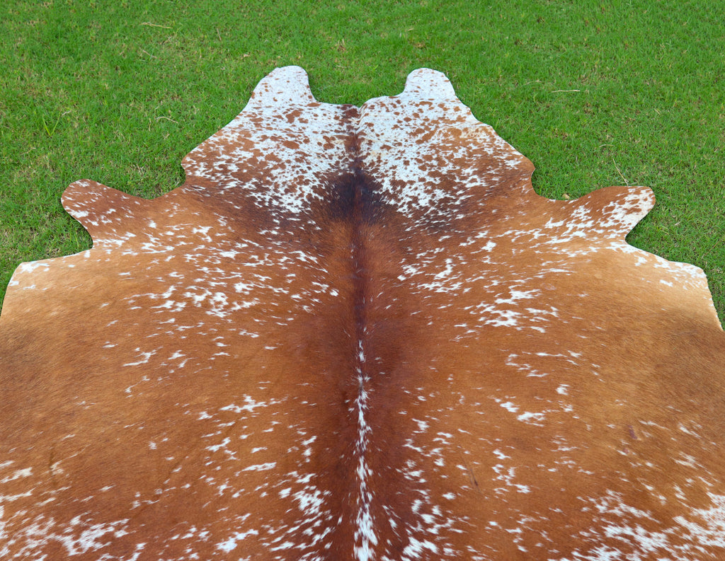 Brown and White Luxury Cowhide Rug with Unique Print