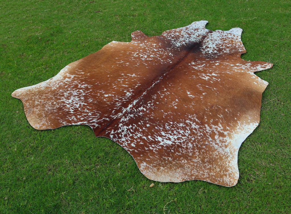Brown and White Luxury Cowhide Rug with Unique Print