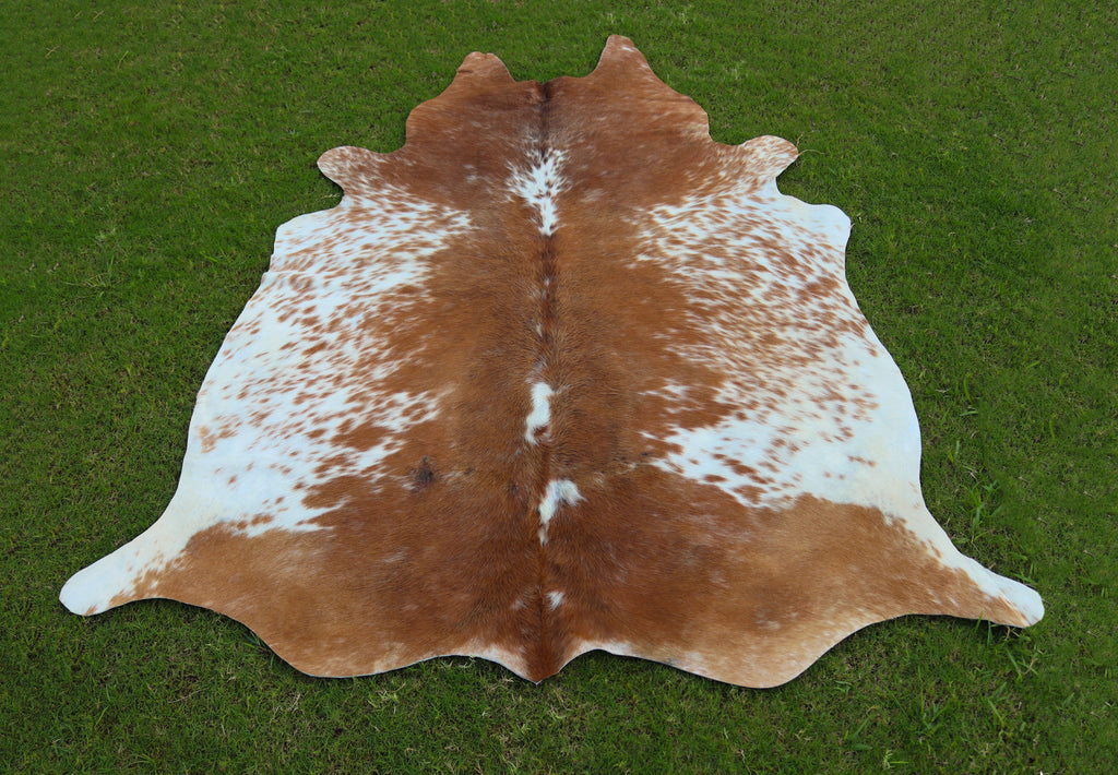 Brown and White Speckled Cowhide Rug