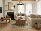 Beige and White Speckled Cowhide Rug