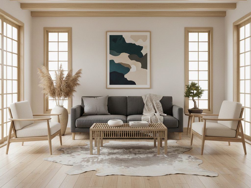 Grey and White Speckled Cowhide Rug