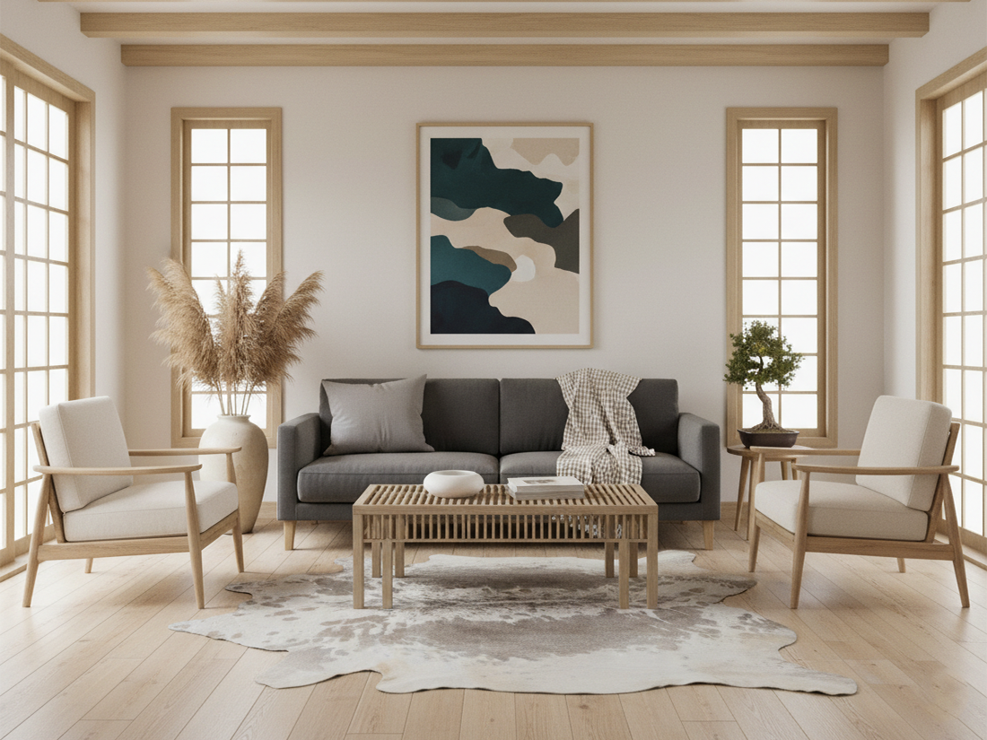 Grey and White Speckled Cowhide Rug