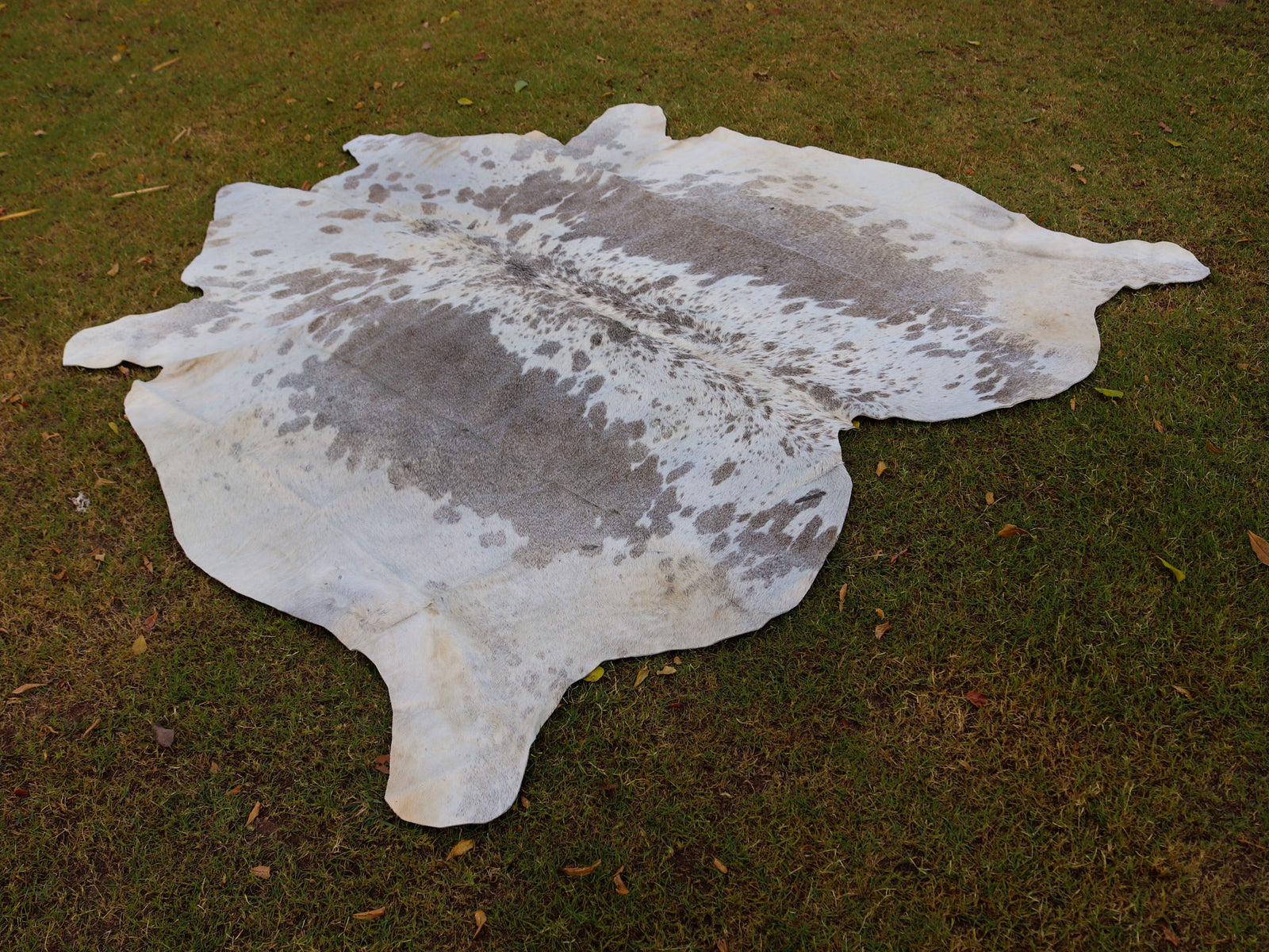 Grey and White Speckled Cowhide Rug