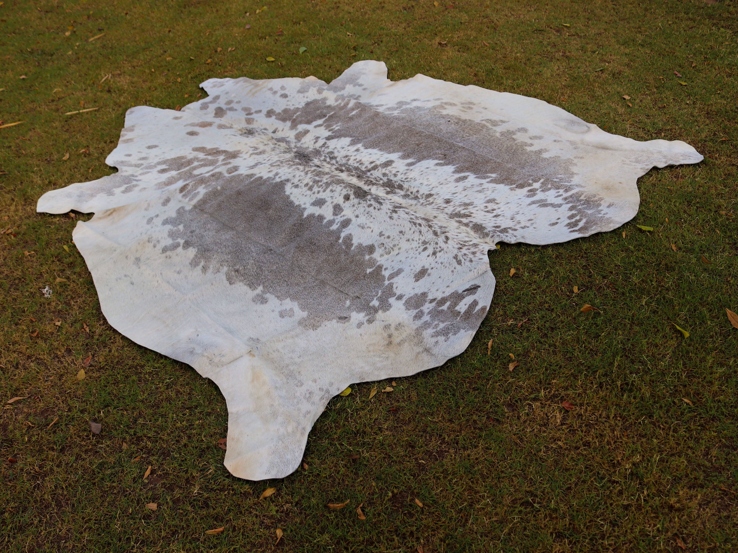 Grey and White Speckled Cowhide Rug
