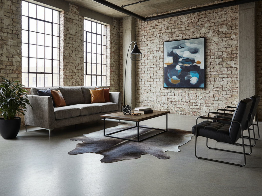 Exclusive Grey Color Cowhide Rug