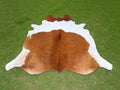 Brown and White Luxury Cowhide Rug in Panda Print Style