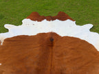 Brown and White Luxury Cowhide Rug in Panda Print Style