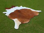 Brown and White Luxury Cowhide Rug in Panda Print Style