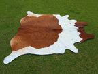 Brown and White Luxury Cowhide Rug in Panda Print Style