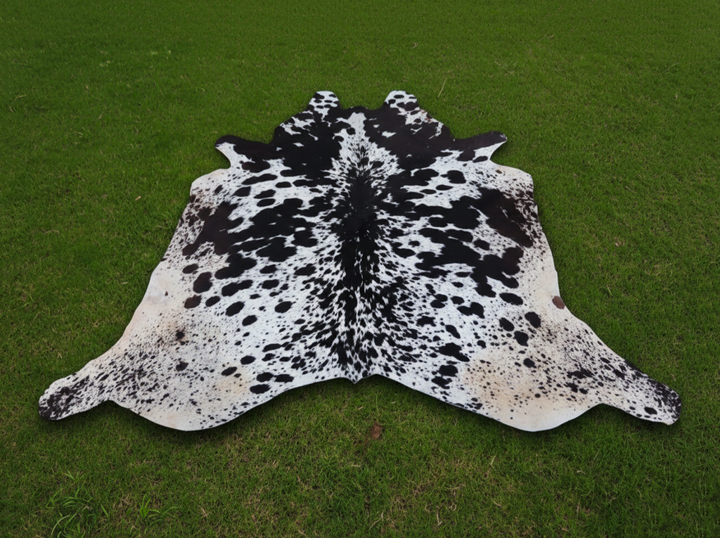 Black and White Spotted Cowhide Rug