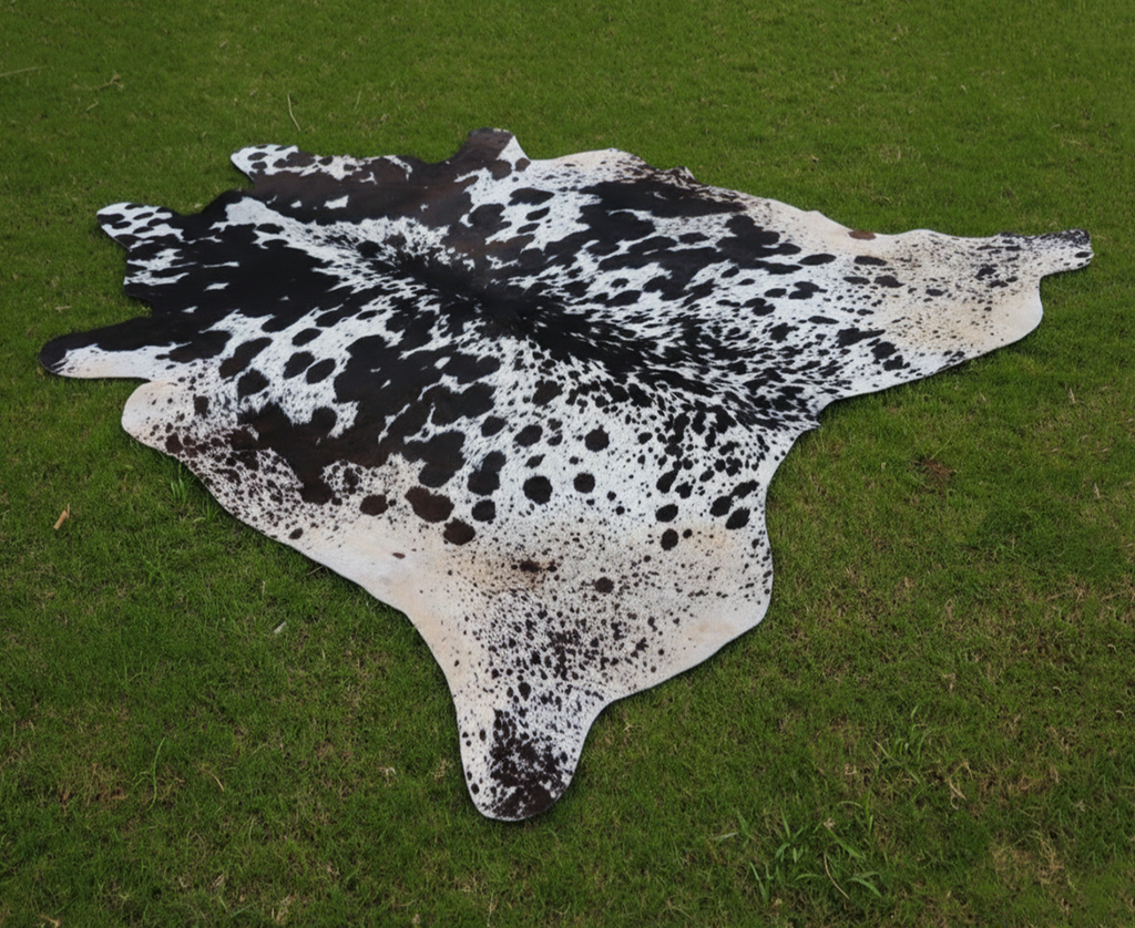 Black and White Spotted Cowhide Rug