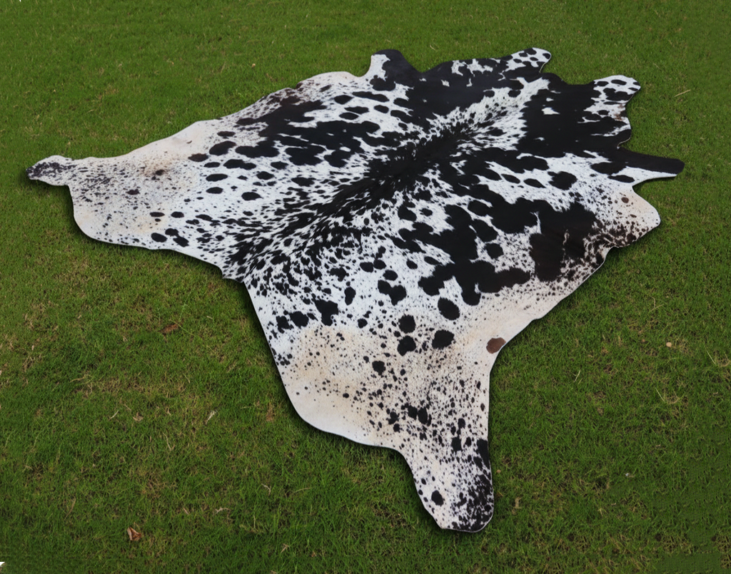 Black and White Spotted Cowhide Rug