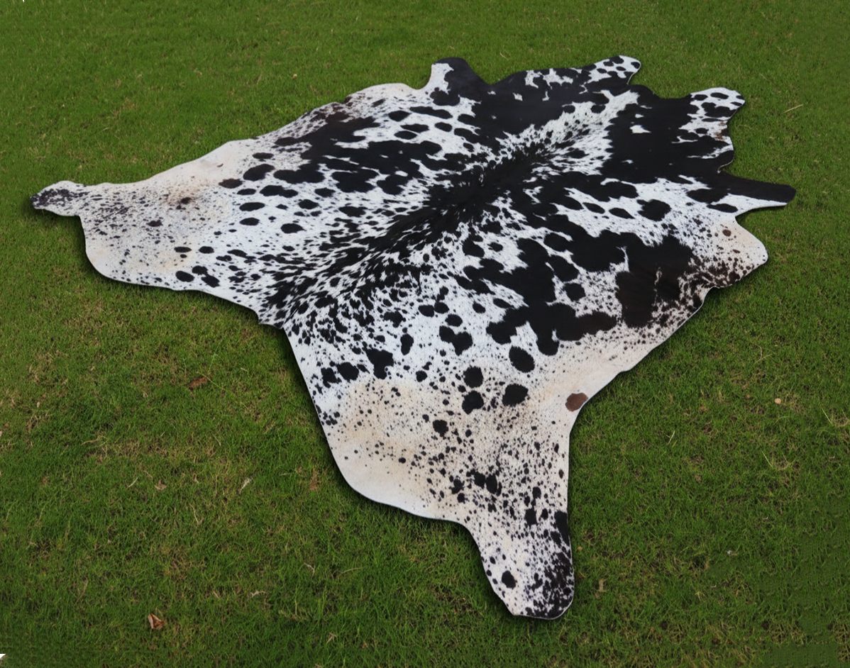 Black and White Spotted Cowhide Rug