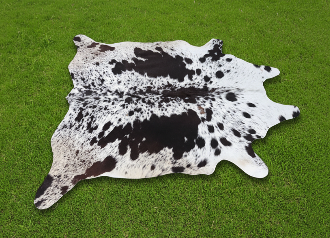 Black and White Speckled Hair-On Cowhide Rug