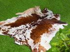 Tricolor Brown and White Brindle Cowhide Rug