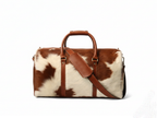 Cowhide Duffel Bag - Brown and White