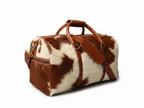 Cowhide Duffel Bag - Brown and White