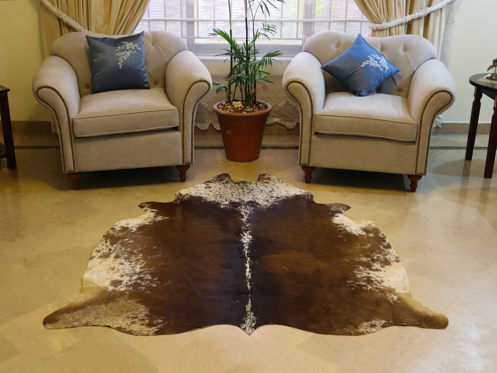 Chocolate Brown Tricolor Cowhide Area Rug