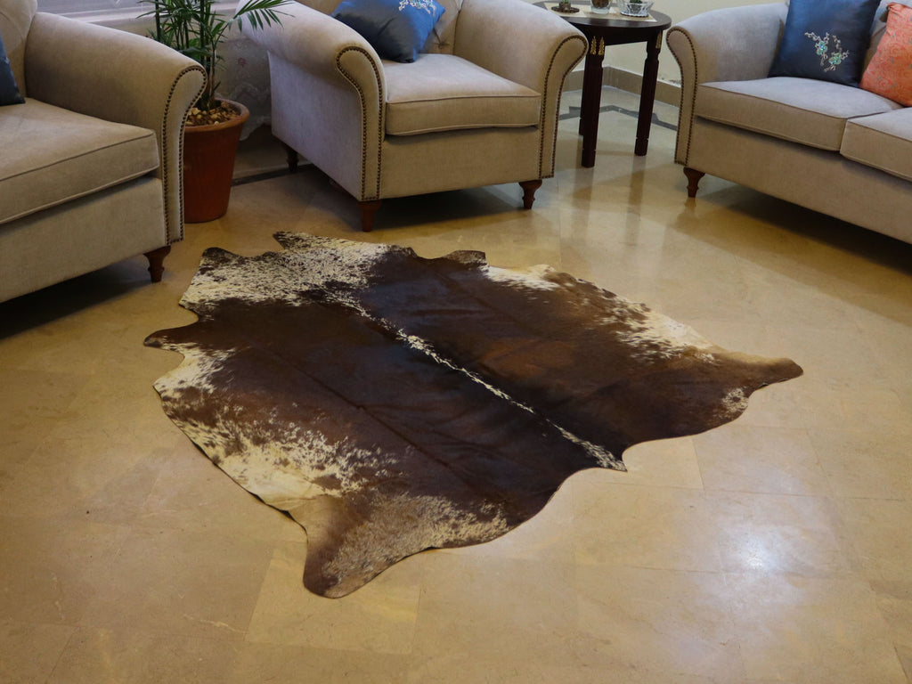Chocolate Brown Tricolor Cowhide Area Rug