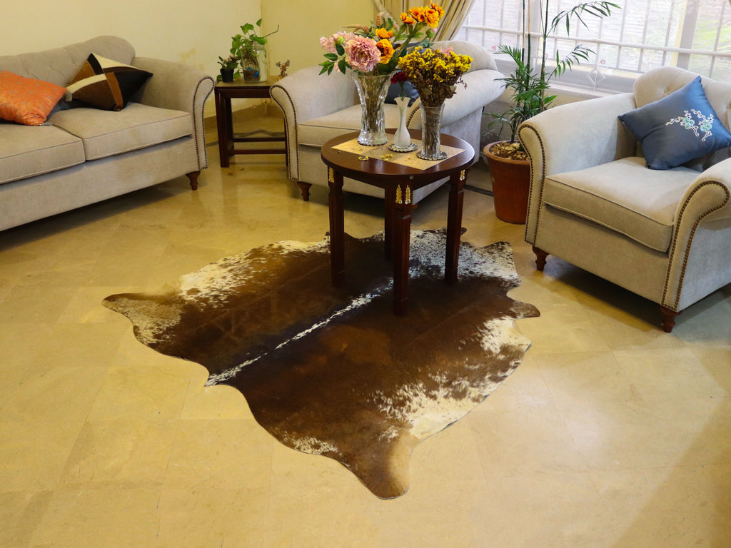 Chocolate Brown Tricolor Cowhide Area Rug