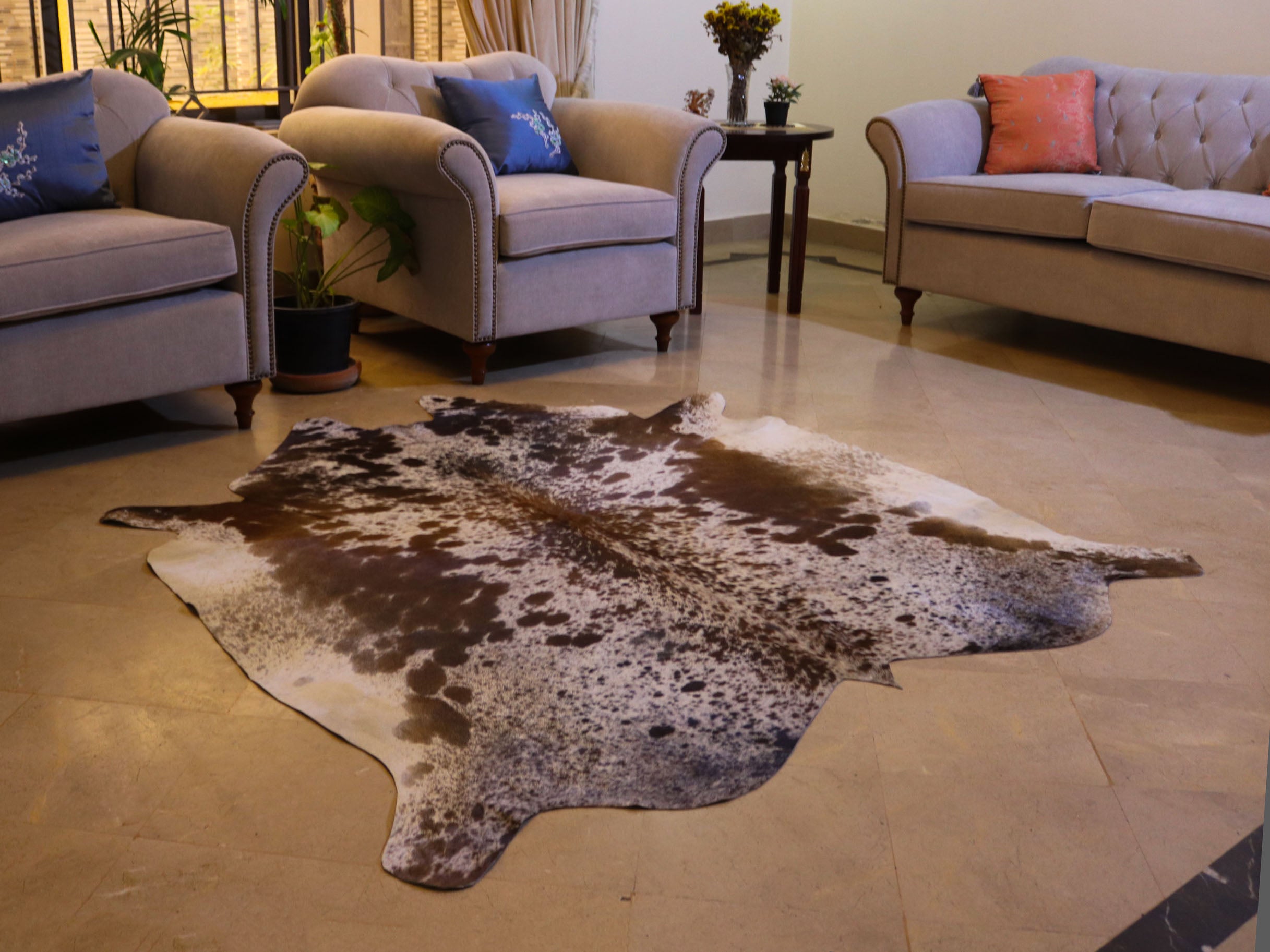 Tricolor Speckled Cowhide Rug
