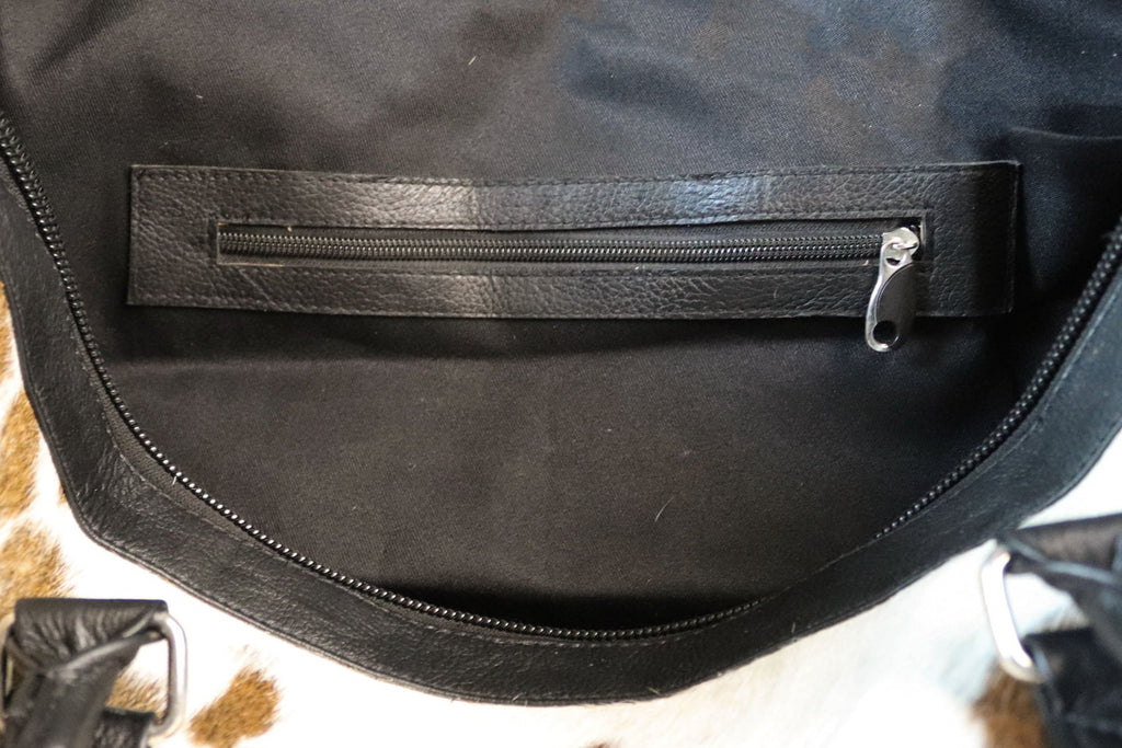 Cowhide Duffel Bag - Beige and White Color