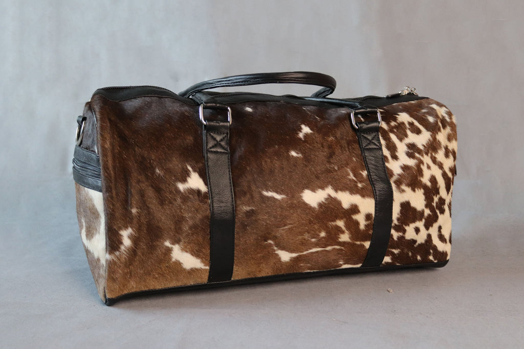 Cowhide Duffel Bag - Brown and White Tricolor