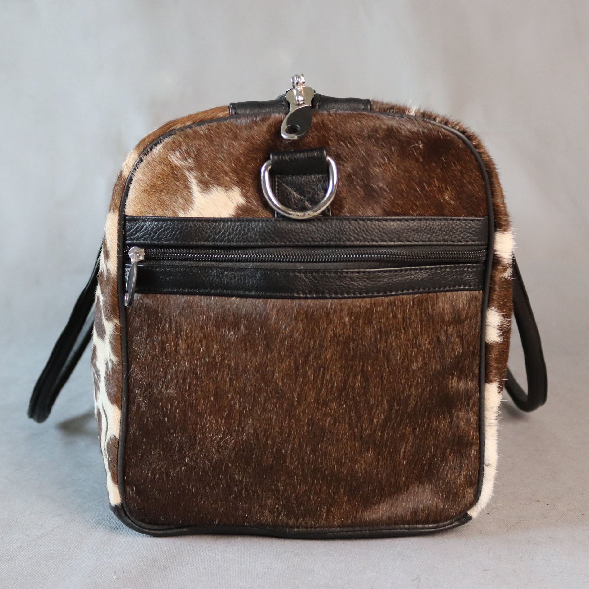 Cowhide Duffel Bag - Brown and White Tricolor