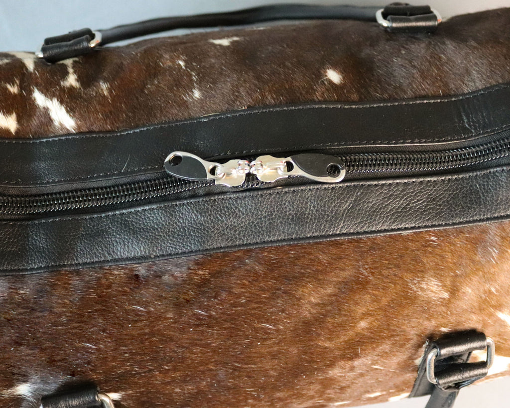 Cowhide Duffel Bag - Brown and White Tricolor