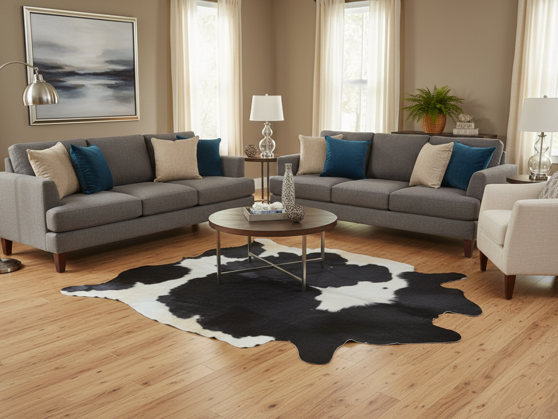 Black and White Cowhide in Panda Print Style