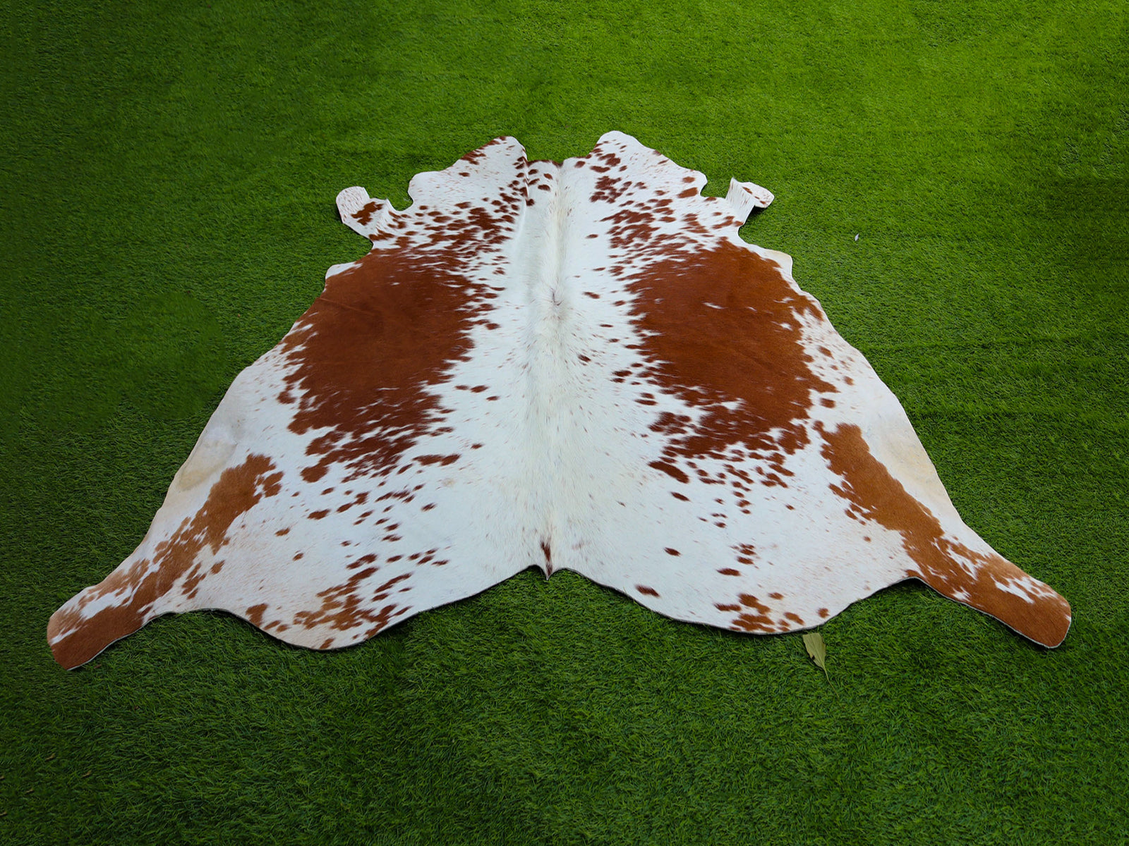 Tan Brown and White Exclusive Cowhide Rug