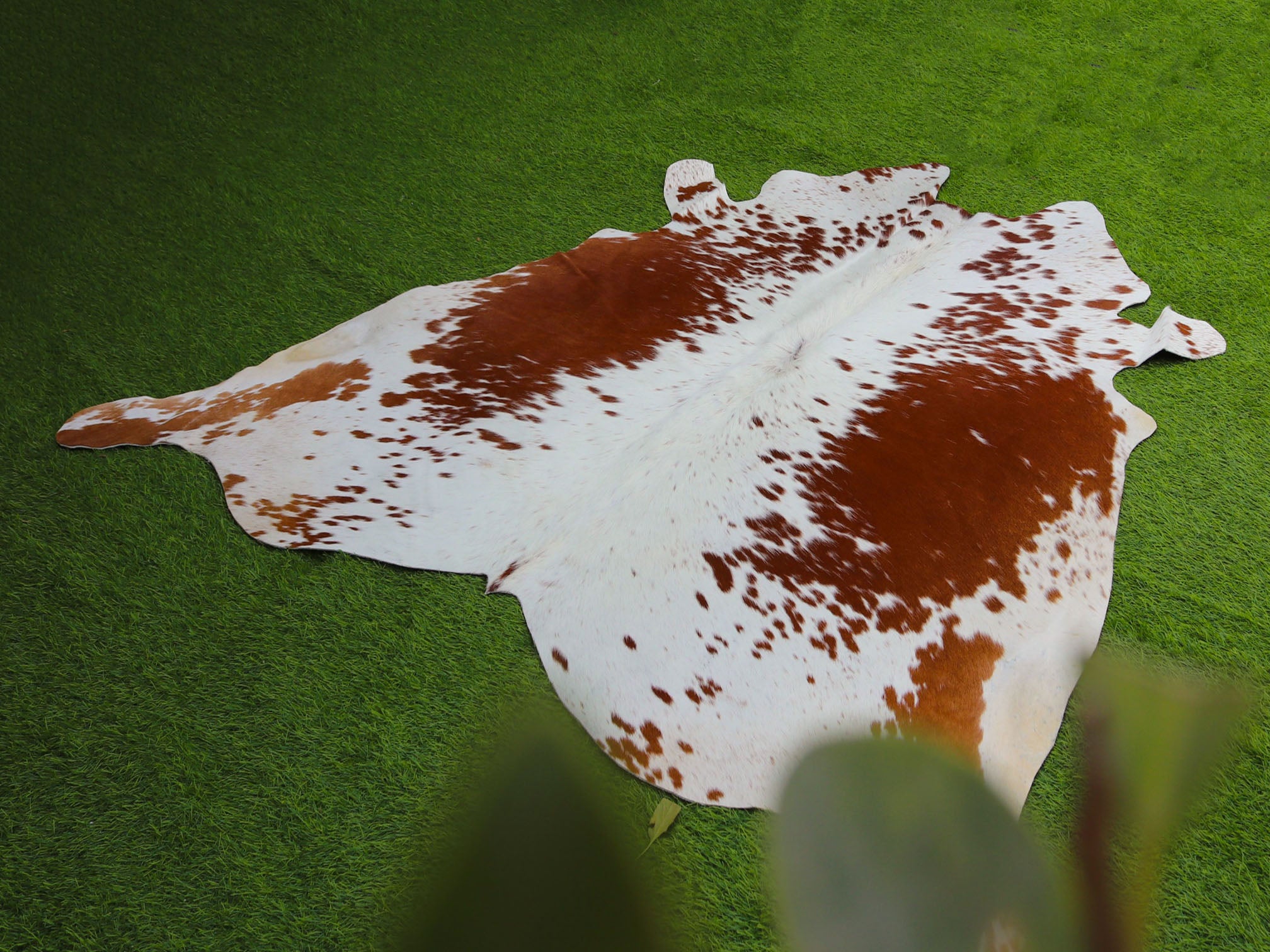 Tan Brown and White Exclusive Cowhide Rug