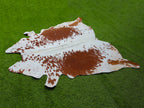 Tan Brown and White Exclusive Cowhide Rug