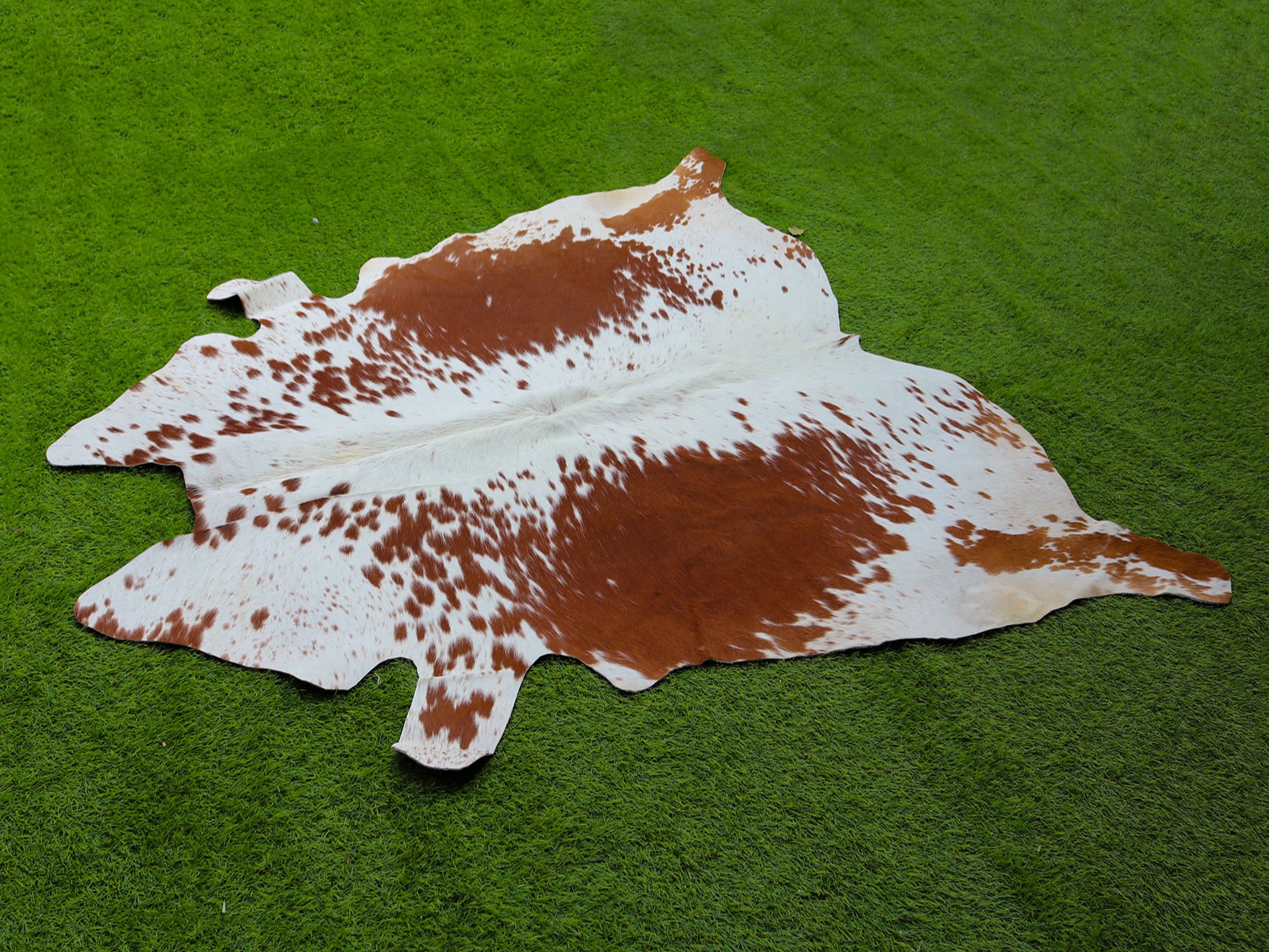 Tan Brown and White Exclusive Cowhide Rug
