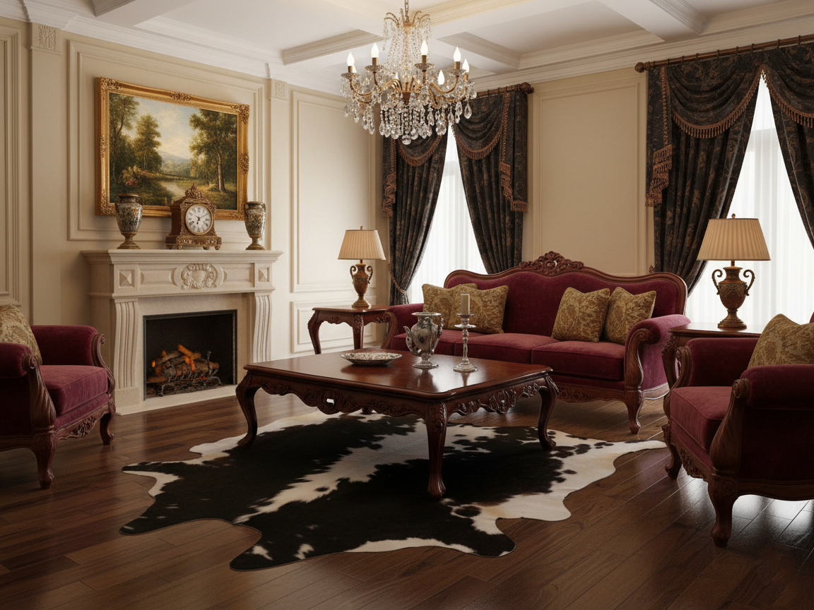 Black and White Exclusive Hereford Cowhide Rug