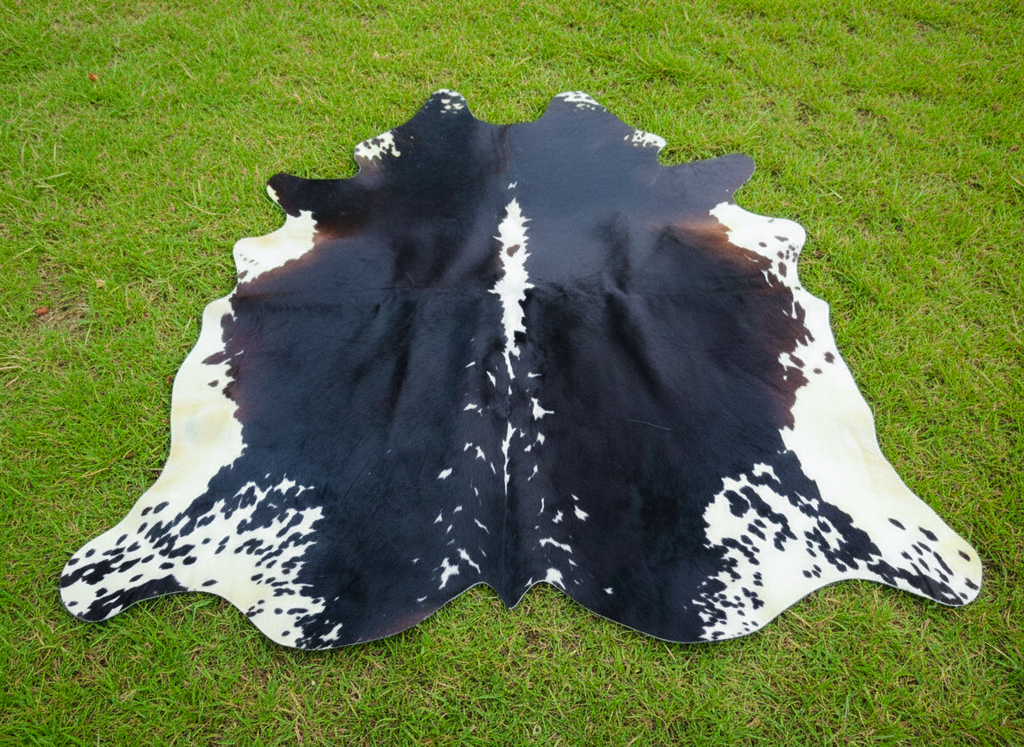 Black and White Hereford Cowhide with Light Tricolor Shade