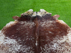 Reddish Brown Salt and Pepper Print Cowhide Rug
