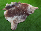 Reddish Brown Salt and Pepper Print Cowhide Rug