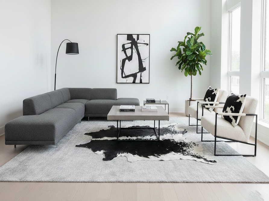Black and White Speckled Hereford Cowhide Rug