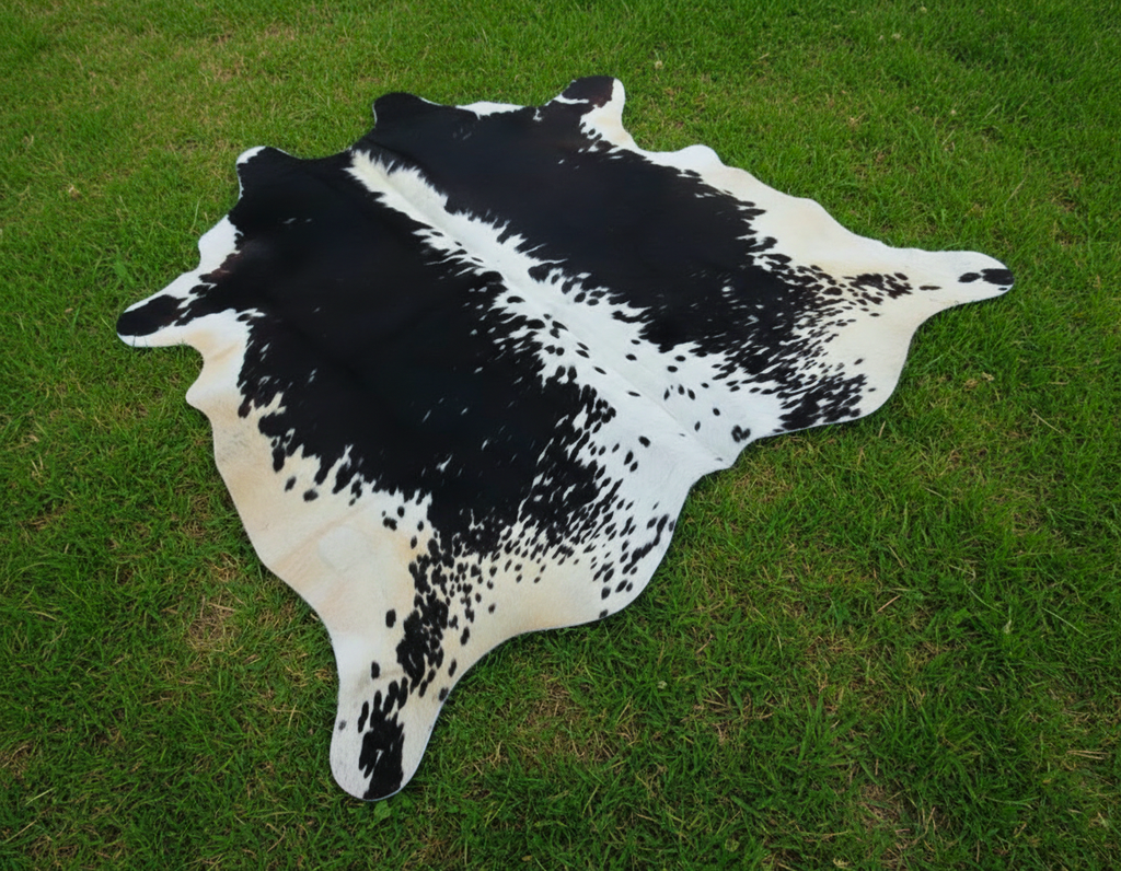Black and White Speckled Hereford Cowhide Rug