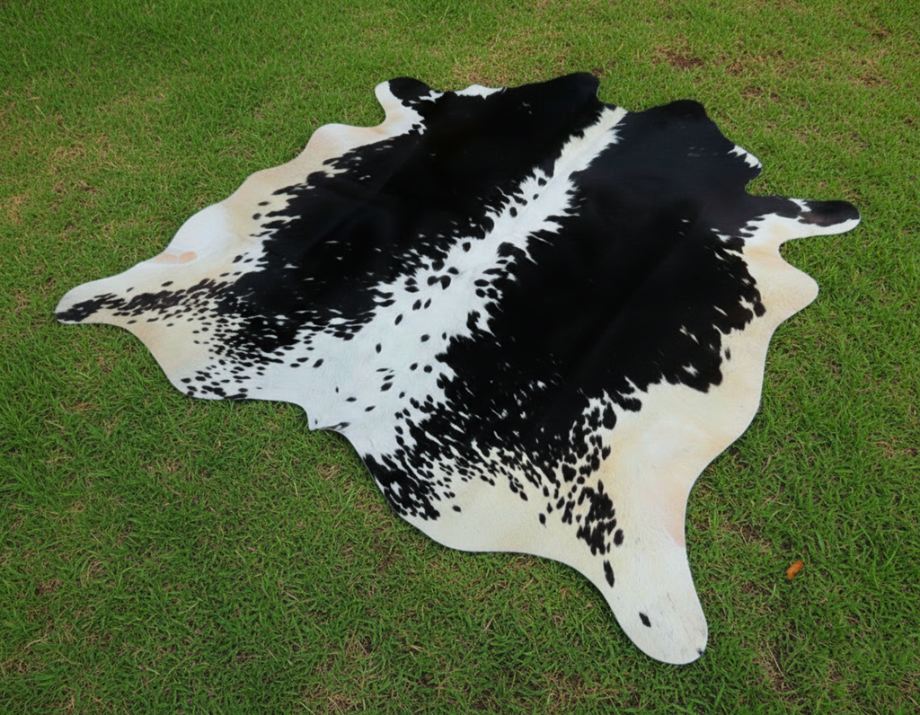 Black and White Speckled Hereford Cowhide Rug