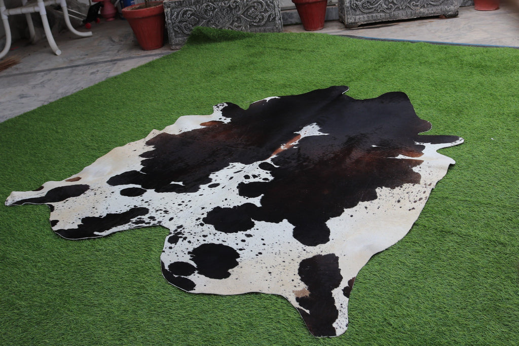 Tricolor Panda Print Cowhide Rug