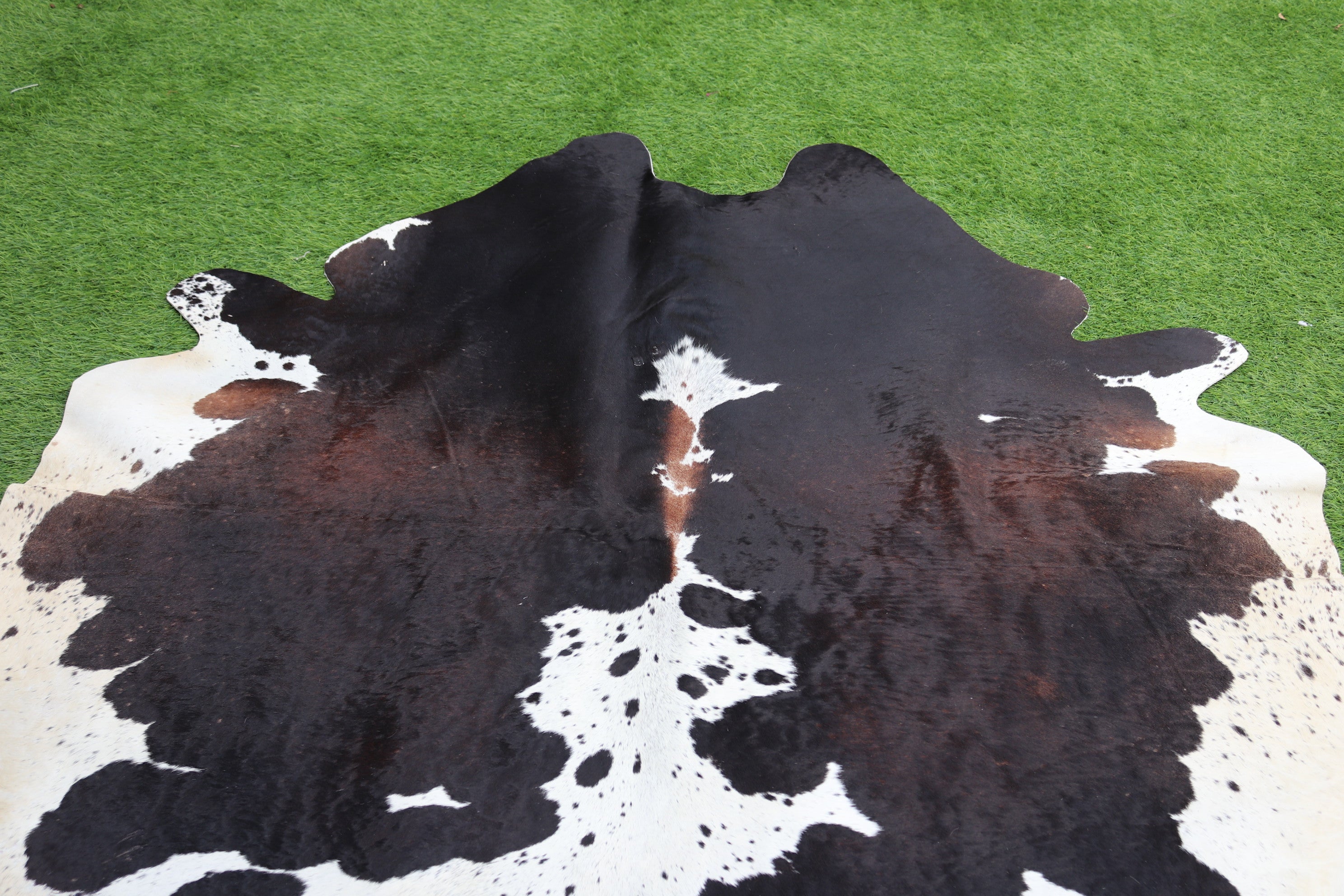 Tricolor Panda Print Cowhide Rug